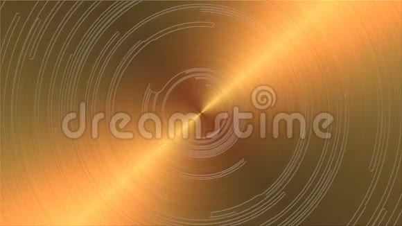 在金色金属表面上的圆圈的组成计算机生成的循环动画三维渲染4k超高清视频的预览图