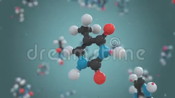 胸腺嘧啶DNA的一部分塑料分子模型有机化学或现代医学相关的循环三维动画视频的预览图