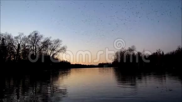 滑翔伞在加奇纳公园的湖面上飞行夜晚的摩托车视频的预览图
