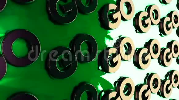 三维铬标志型的抽象动画放置在绿色表面动画动机和标识视频的预览图