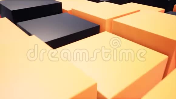 黑色和橙色盒子现代包装的数字壁纸设计黑色背景抽象技术背景视频的预览图