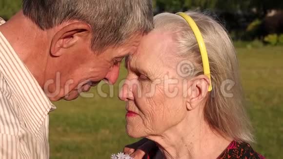桑尼公园一对老年夫妇的肖像视频的预览图