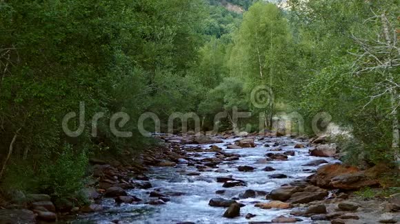安道尔比利牛斯山脉的一条山河景观视频的预览图
