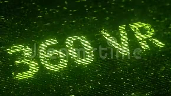 绿色360VR文字由飞行发光粒子制成与信息技术有关的循环动画视频的预览图