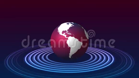 蓝紫色地球和霓虹灯圈科技视频动画视频的预览图