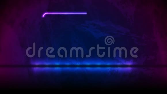 蓝色紫罗兰色背景下霓虹灯框架视频动画视频的预览图