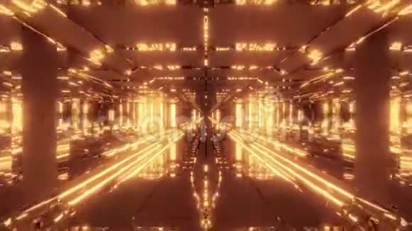 带有酷炫反射和玻璃底部3d渲染活壁纸运动的超启发式太空神庙隧道走廊视频的预览图