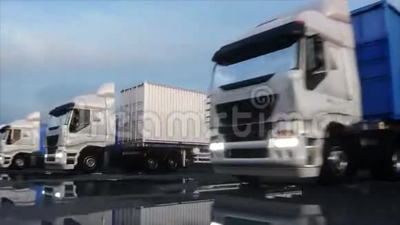 集装箱仓库码头海港卡车货物集装箱物流和商业理念现实的4k动画视频的预览图