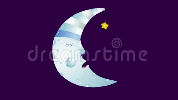 星空和阿尔法频道的卡通夜眠月视频的预览图