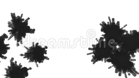 白色背景上的黑色墨水三维渲染与卢马哑光许多墨水注射视频的预览图