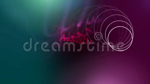 圆圈旋转在紫色和绿色背景上有动画烟雾视频的预览图