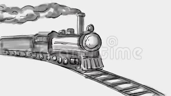 蒸汽机车列车水彩2D动画视频的预览图
