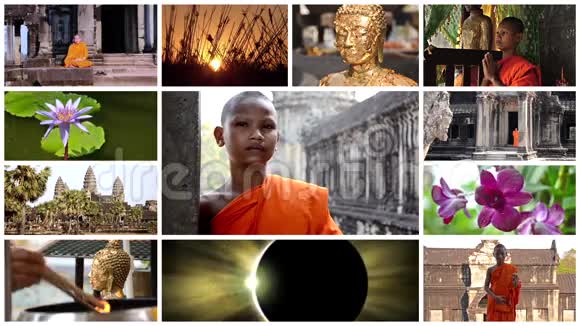 佛教拼贴和平冥想积极视频的预览图