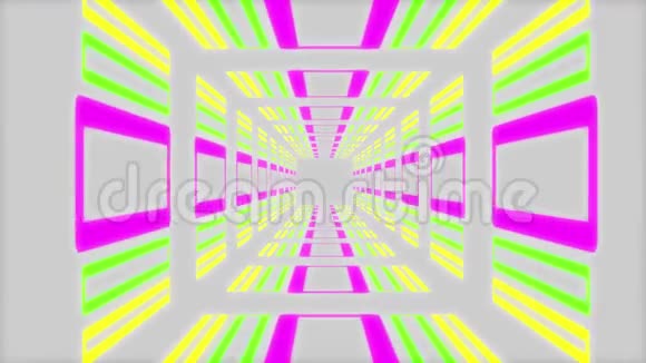 白色背景下的复古霓虹灯隧道视频的预览图