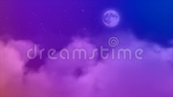 粉红色的阴天对紫色的星空视频的预览图