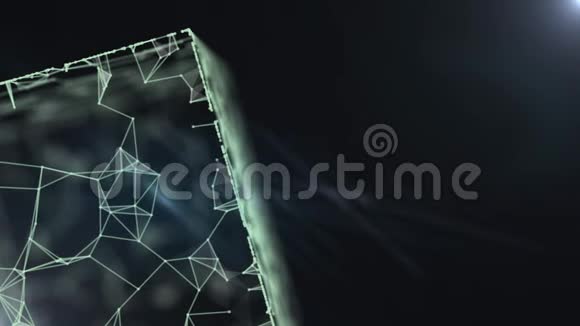 立体投影仪探照灯照亮黑色背景的光线视频的预览图