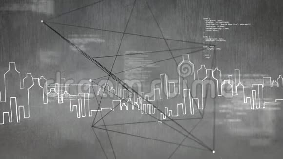 灰色背景下绘制城市的数字动画视频的预览图