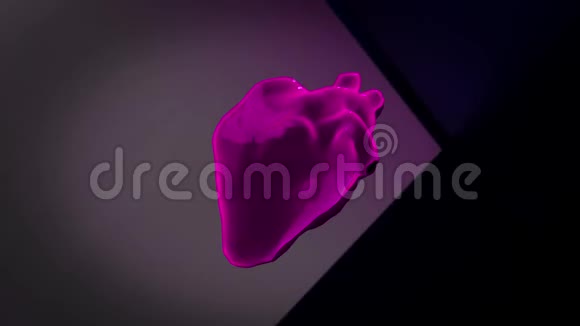 彩色的抽象三维模型在黑暗的背景下跳动的心脏动画人体解剖视频的预览图