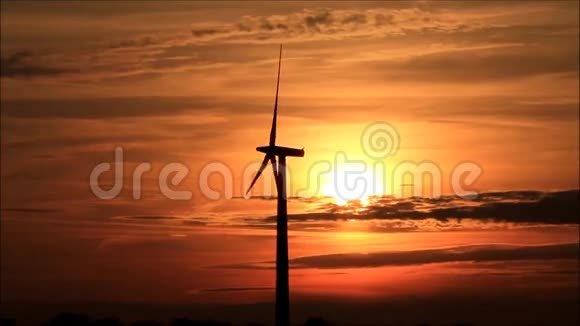 风车计时器风能风力涡轮机日落视频的预览图