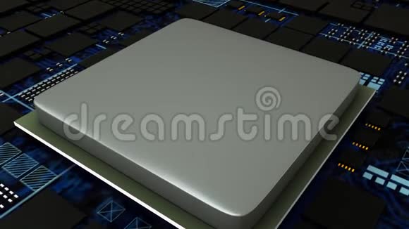 电路板中央计算机处理器CPU概念主板数字芯片三维背景视频的预览图