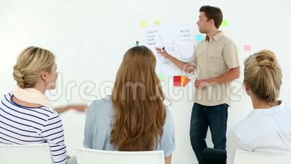 设计师在白板上向同事展示自己的想法视频的预览图