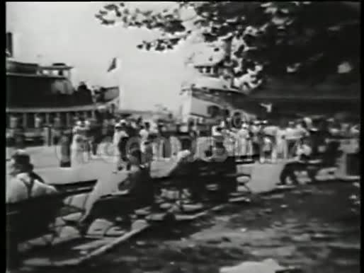 蒙太奇斯塔顿岛渡轮码头曼哈顿下城1930年代视频的预览图