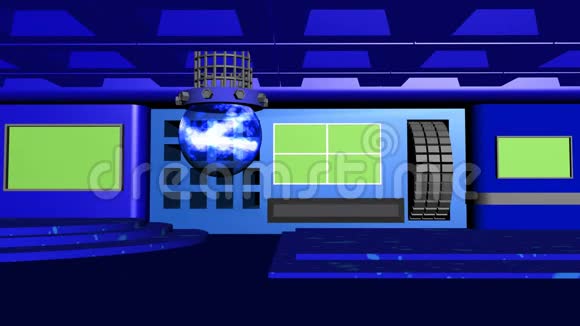 虚拟电视演播室背景抽象透明球蓝灰色视频的预览图