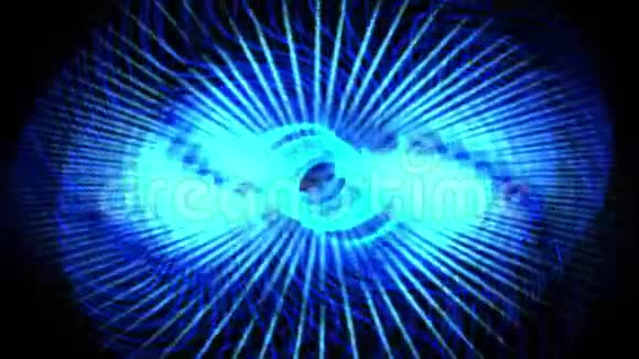 蓝色旋流齿轮激光灯能源技术辐射科学脉冲风扇风视频的预览图