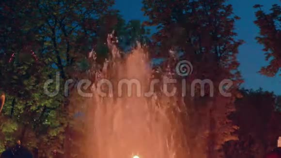 傍晚中央公园的喷泉视频的预览图