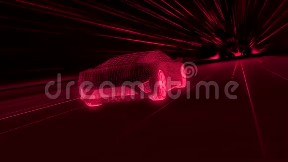 一辆现代跑车在一条抽象的隧道里快速行驶视频的预览图