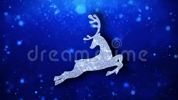圣诞装饰圣诞老人雪橇与鹿闪烁图标粒子视频的预览图