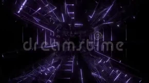 紫色线框设计反射性好3d渲染背景壁纸环运动背景视频的预览图