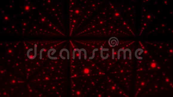 在一个由红色发光点组成的三维立方体内VJ循环运动背景视频的预览图