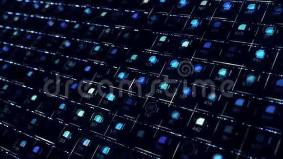 信号在蓝色电路板上移动的未来背景动画带照明技术和视频的预览图