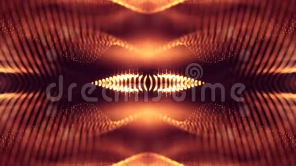 具有深度的发光粒子的4k抽象环形背景科幻小说背景金色红色1视频的预览图
