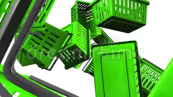 白色背景的绿色购物篮视频的预览图