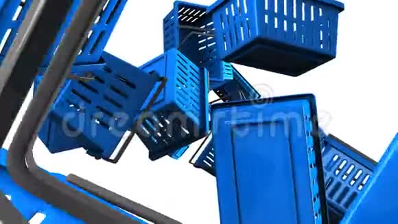 白色背景的蓝色购物篮视频的预览图