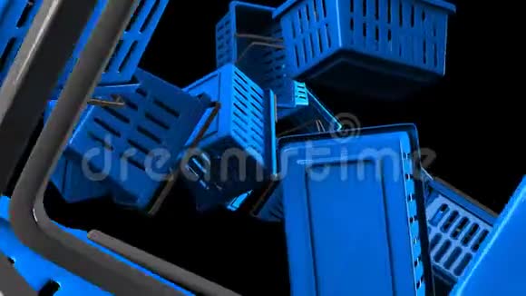 黑色背景的蓝色购物篮视频的预览图
