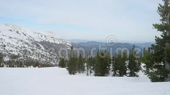景观冬季自然美丽的森林山区慢摩托1920x1080视频的预览图