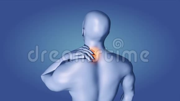 高质量的4K视频显示一个男人的脖子疼视频是循环的视频的预览图