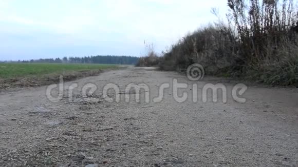 碎石路沿着田野的路视频的预览图
