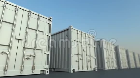 一排白色集装箱可循环三维动画视频的预览图