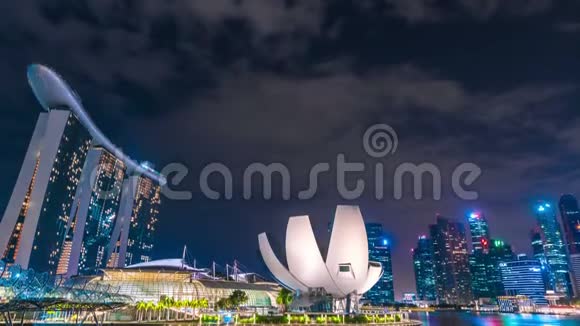 夜晚时光流逝新加坡城市天际线2017年8月视频的预览图