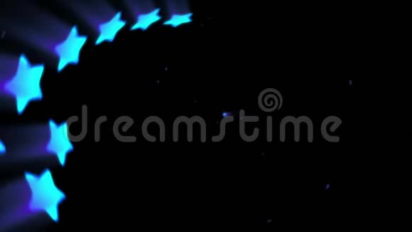 蓝色霓虹灯星形发光的线条虚拟现实隧道飞行的未来主义现代恒星循环动画视频的预览图