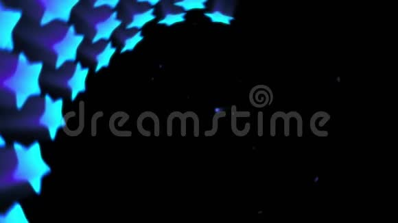蓝色霓虹灯星形发光的线条虚拟现实隧道飞行的未来主义现代恒星循环动画视频的预览图