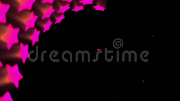 红色霓虹星形发光的线条虚拟现实隧道飞行的未来主义现代恒星循环动画视频的预览图