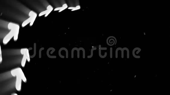 白色发光的霓虹箭飞行的未来主义现代箭头通信技术照亮隧道循环动画视频的预览图