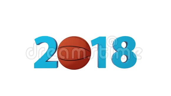 篮球2018年设计背景上的白色背景包括阿尔法频道视频的预览图