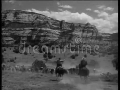 骑马放牛男子的后景视频的预览图