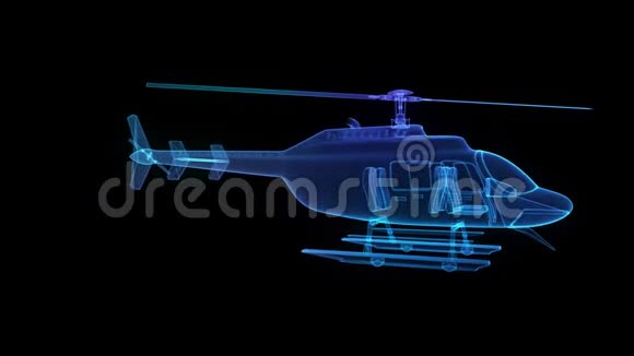直升机从抽象多角线形成三维数字技术可视化虚拟模型无缝环视频的预览图